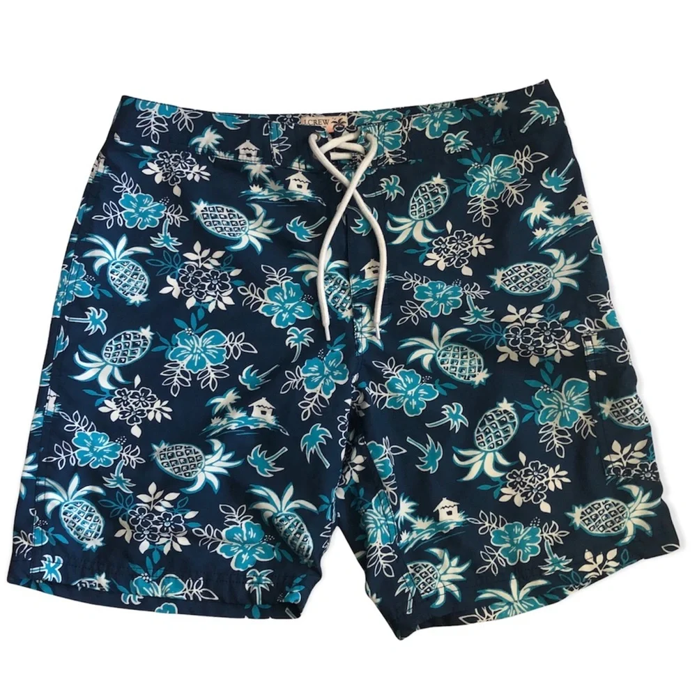 J.CREW Flex SWIMWEAR Men’s Shorts Sz‎ 34 pineapple Blue